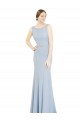 Soft Chiffon A-Line Long Sleeveless Light Sky Blue Low Back Bridesmaid Dress Barrie