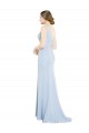 Soft Chiffon A-Line Long Sleeveless Light Sky Blue Low Back Bridesmaid Dress Barrie