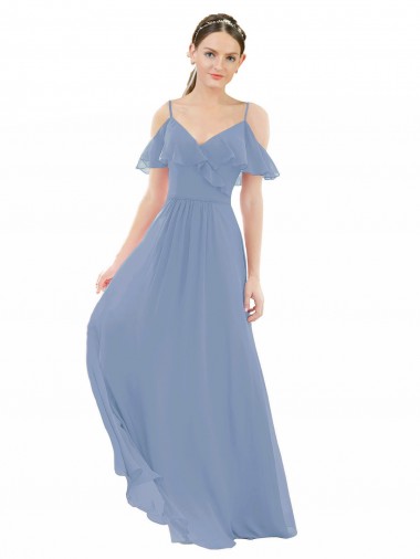 Lxue Chiffon A-Line Long Cap Sleeves Bridesmaid Dress Barrie