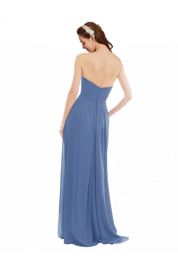 Soft Chiffon A-Line Long Sleeveless Windsor Blue Bridesmaid Dresses Barrie