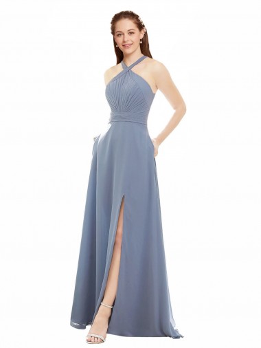 Soft Chiffon A-Line Long Sleeveless Evening Dress / Bridal Party Dress Barrie