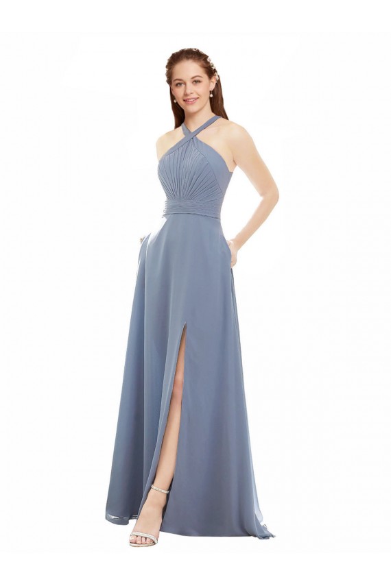 Soft Chiffon A-Line Long Sleeveless Evening Dress / Bridal Party Dress Barrie
