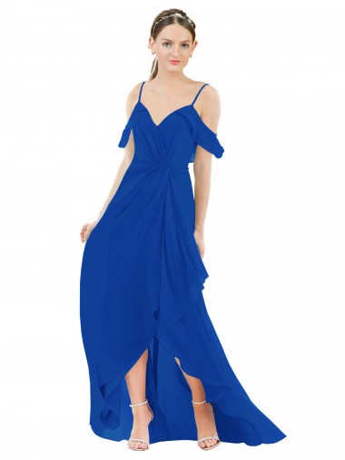 Soft Chiffon A-Line Long Cold Shoulder High Low Bridesmaid Dress Barrie