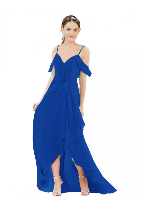 Soft Chiffon A-Line Long Cold Shoulder High Low Bridesmaid Dress Barrie