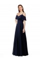 Soft Chiffon A-Line Long Sleeveless Dark Navy Bridesmaid Dress Barrie