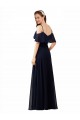 Soft Chiffon A-Line Long Sleeveless Dark Navy Bridesmaid Dress Barrie
