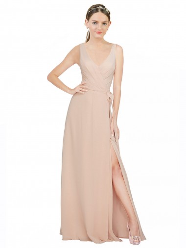 Luxe Chiffon A-Line Long Sleeveless Bridesmaid Dress / Evening Dress Barrie