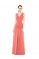 Soft Chiffon A-Line Long Sleeveless Coral V-Back Bridesmaid Dress Barrie