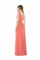 Soft Chiffon A-Line Long Sleeveless Coral V-Back Bridesmaid Dress Barrie