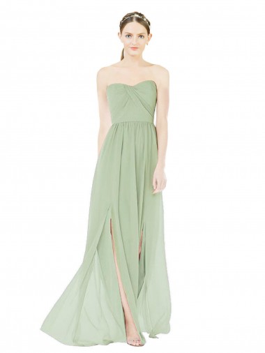 Soft Chiffon Long Sleeveless Low Back Front Slit Evening Dresses Barrie
