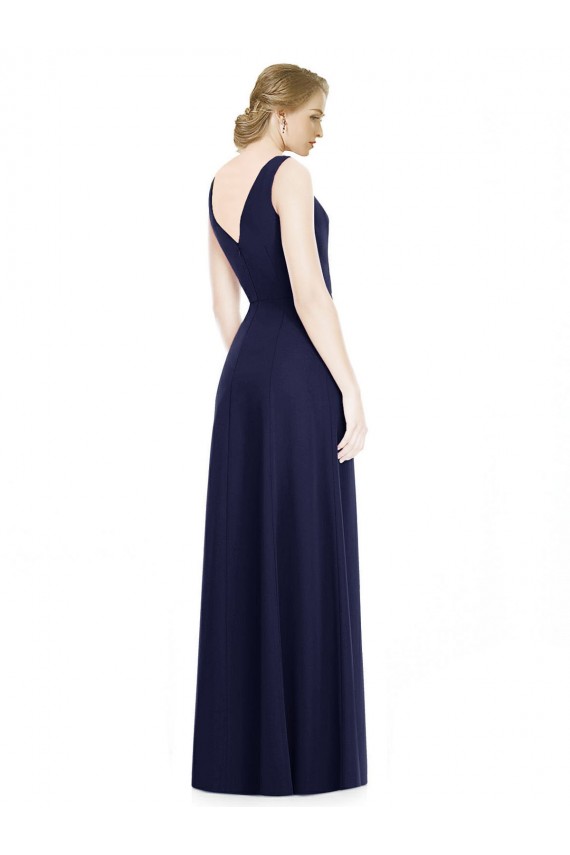 Soft Chiffon A-Line Long Sleeveless V-Back Side Front Slit Bridesmaid Dresses Barrie