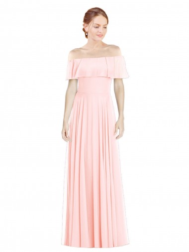 Soft Chiffon A-Line Long Sleeveless Formal Bridesmaid Dress Barrie