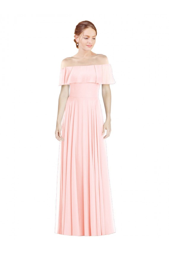 Soft Chiffon A-Line Long Sleeveless Formal Bridesmaid Dress Barrie