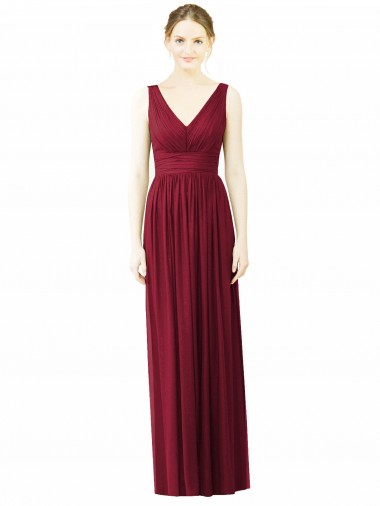 Soft Chiffon A-Line Long Sleeveless V-Back Bridesmaid Dress / Formal Dress Barrie