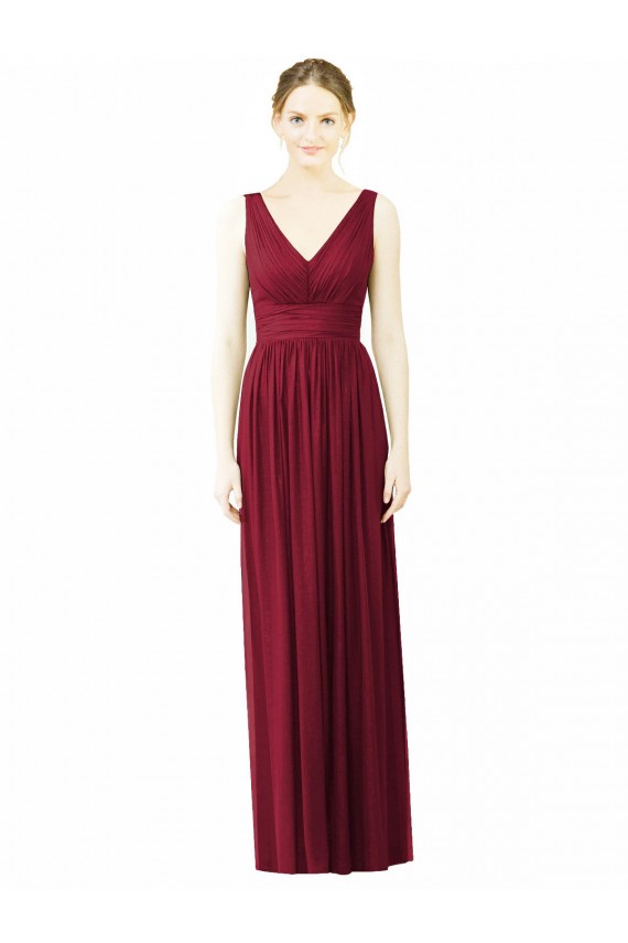 Soft Chiffon A-Line Long Sleeveless V-Back Bridesmaid Dress / Formal Dress Barrie
