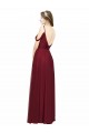 Chiffon A-Line Long Sleeveless Low Back Burgundy Bridesmaid Dresses Barrie