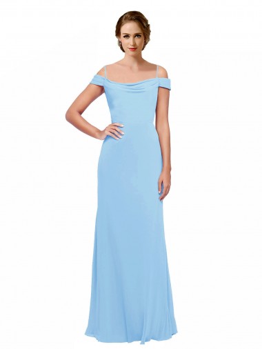 Soft Chiffon A-Line Long Sleeveless Periwinkle Bridesmaid Dress Barrie