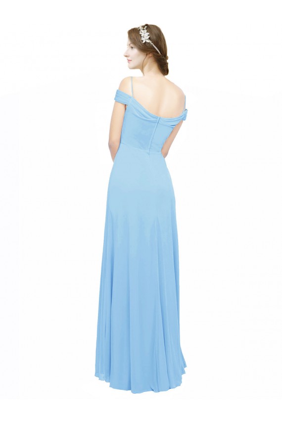 Soft Chiffon A-Line Long Sleeveless Periwinkle Bridesmaid Dress Barrie