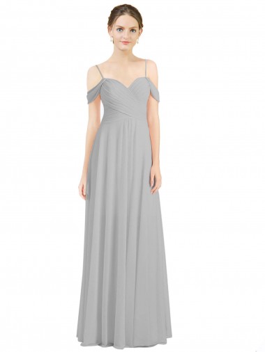 Lxue Chiffon A-Line Sleeveless Silver Bridesmaid Dress Barrie