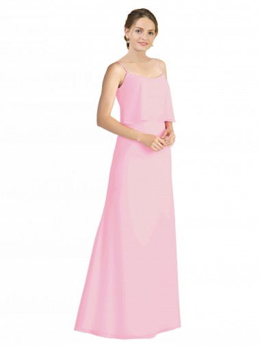 Soft Chiffon A-Line Long Sleeveless Spaghetti Straps Open Back Bridesmaid Dresses Barrie