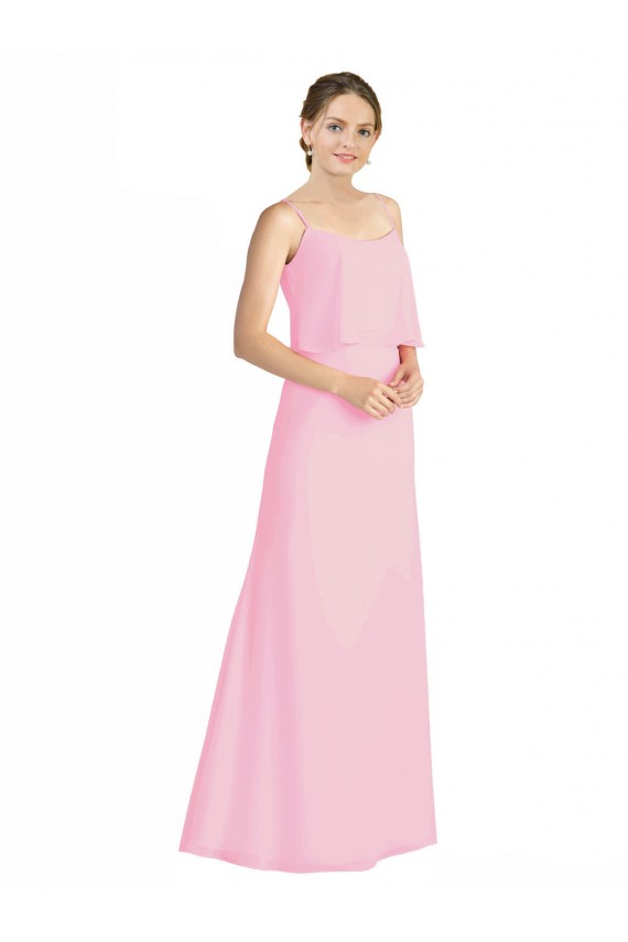 Soft Chiffon A-Line Long Sleeveless Spaghetti Straps Open Back Bridesmaid Dresses Barrie