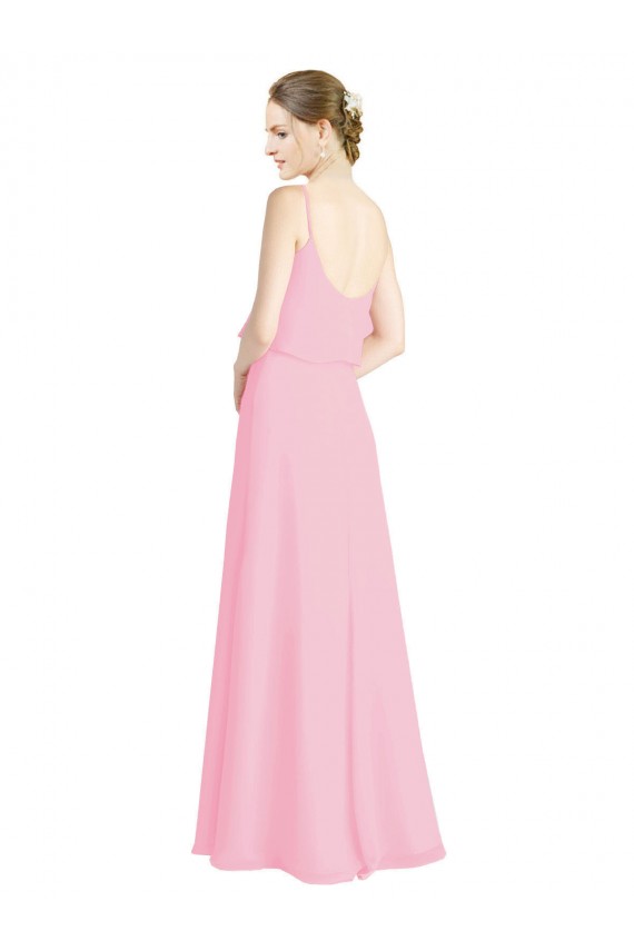 Soft Chiffon A-Line Long Sleeveless Spaghetti Straps Open Back Bridesmaid Dresses Barrie