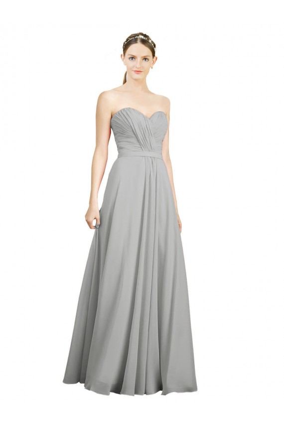Soft Chiffon A-Line Long Sleeveless Open Back Bridesmaid Dresses Barrie