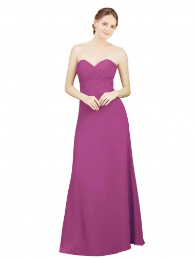 Soft Chiffon A-Line Long Sleeveless Wild Berry Open Back Bridesmaid Gowns Barrie