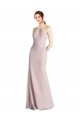 Soft Chiffon Sheath Long Sleeveless Open Back Bridesmaid Dress Barrie