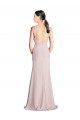 Soft Chiffon Sheath Long Sleeveless Open Back Bridesmaid Dress Barrie