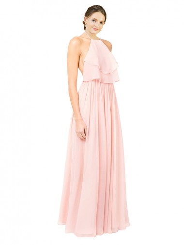 Soft Chiffon Long Sleeveless Open Back Formal Dress / Bridesmaid Dress Barrie
