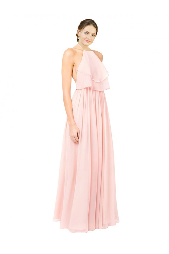 Soft Chiffon Long Sleeveless Open Back Formal Dress / Bridesmaid Dress Barrie