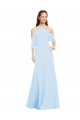 Soft Chiffon A-Line Long Cold Shoulder Light Sky Blue Bridesmaid Dresses Barrie