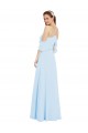 Soft Chiffon A-Line Long Cold Shoulder Light Sky Blue Bridesmaid Dresses Barrie