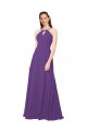 Soft Chiffon Sheath Long Sleeveless Plum Purple Bridesmaid Dress Barrie
