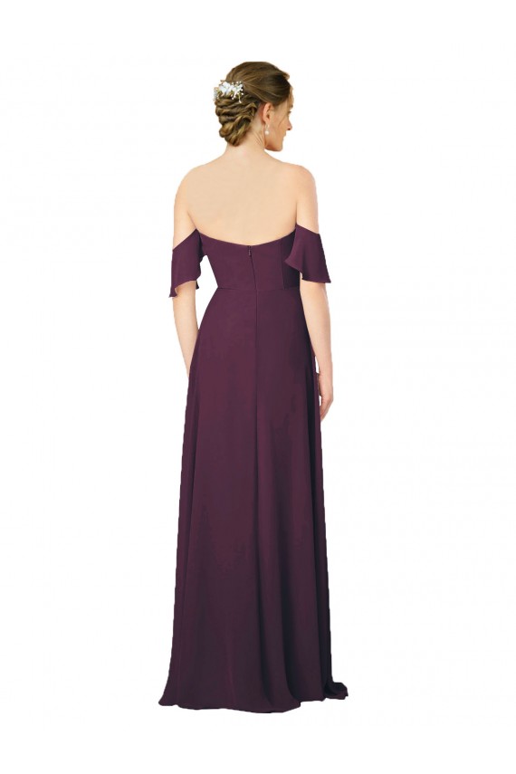 Soft Chiffon Sheath Long Cold Shoulder Formal Dress / Bridesmaid Dress Barrie
