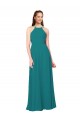 Soft Chiffon Sheath Long Sleeveless Criss Cross Back Bridesmaid Dress Barrie