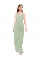 Soft Chiffon Sheath Long Sleeveless Smoke Green Keyhole Back Bridesmaid Dress Barrie