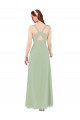 Soft Chiffon Sheath Long Sleeveless Smoke Green Keyhole Back Bridesmaid Dress Barrie