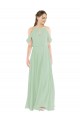 Soft Chiffon Sheath Long Sleeveless Sage Bridesmaid Dress Barrie