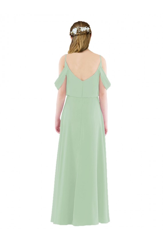 Soft Chiffon Sheath Long Sleeveless Sage Bridesmaid Dress Barrie