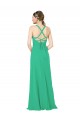 Soft Chiffon Sheath Long Sleeveless Criss Cross Back Emerald Green Bridesmaid Dresses Barrie