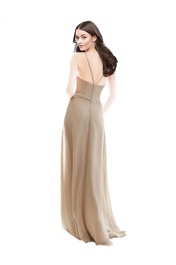Soft Chiffon A-Line Long Sleeveless Champagne Bridesmaid Dress Barrie