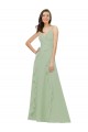 Soft Chiffon A-Line Long Sleeveless Smoke Green Bridesmaid Dresses Barrie
