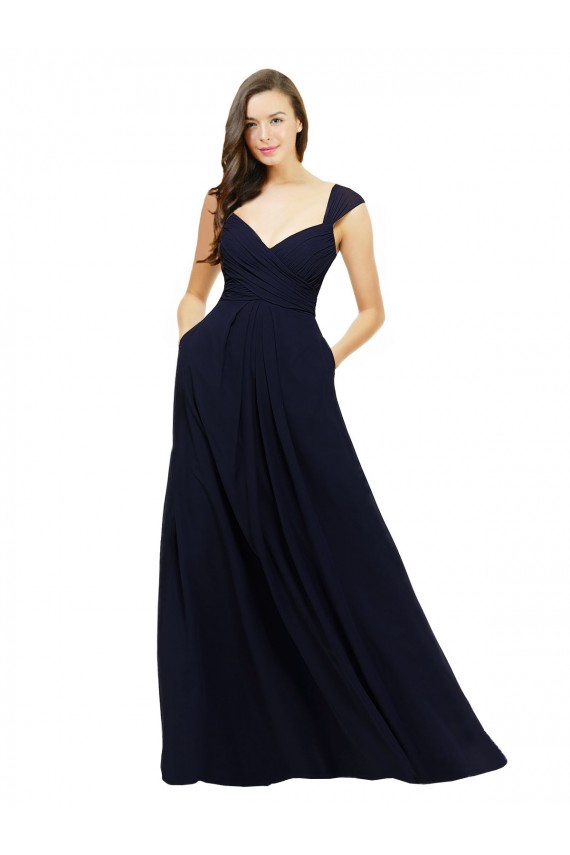 Chiffon Long A-Line Sleeveless Bridesmaid Gowns Barrie