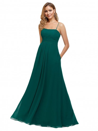 Soft Chiffon A-Line Long Sleeveless Hunter Low Back Bridesmaid Dress Barrie