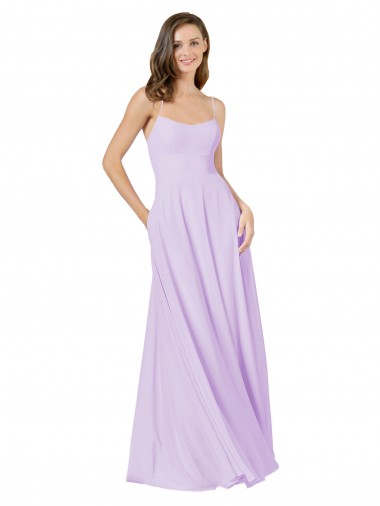 Soft Chiffon A-Line Long Sleeveless Lilac Bridesmaid Gown Barrie