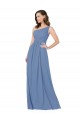 Soft Chiffon Sheath Long Sleeveless Windsor Blue Bridesmaid Gowns Barrie