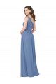 Soft Chiffon Sheath Long Sleeveless Windsor Blue Bridesmaid Gowns Barrie