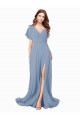 Soft Chiffon A-Line Long Cap Sleeves Black Tie Prom Dress / Bridesmaid Dress Barrie